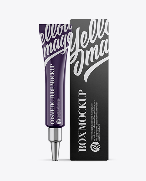 Glossy Plastic Cosmetic Tube With A Box Mockup PSD #2