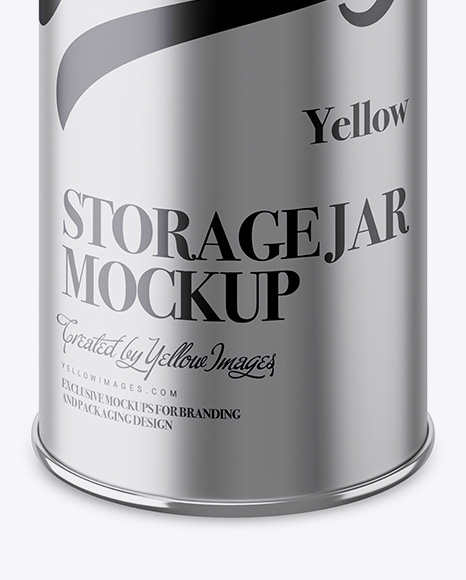 Matte Metallic Storage Jar Mockup   Front View (High Angle Shot) PSD #4