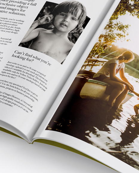 Opened Magazine Mockup   Half Side View PSD #1