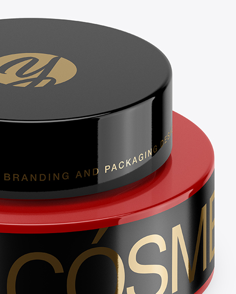 50ml Glossy Plastic Cosmetic Jar Mockup (High Angle Shot) PSD #5