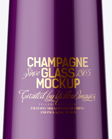 Champagne Glossy Glass Mockup on Yellow Images Object Mockups