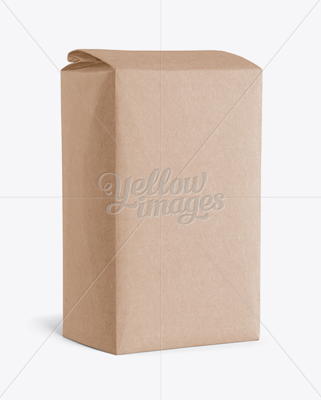 Kraft Paper Flour Bag Mockup Halfside View In Bag Sack Mockups On Yellow Images Object Mockups