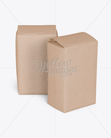 Download Two Kraft Paper Flour Bags Mockup In Bag Sack Mockups On Yellow Images Object Mockups Yellowimages Mockups