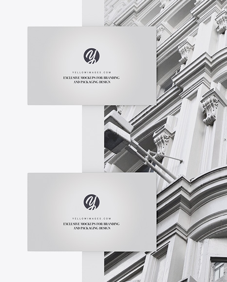 2 Paper Pieces And 2 Business Cards Mockup   Front View PSD #2