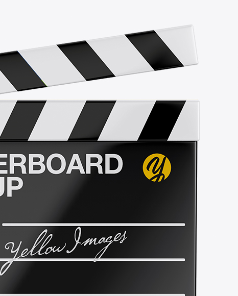 Download Glossy Clapperboard Mockup Front View In Object Mockups On Yellow Images Object Mockups PSD Mockup Templates