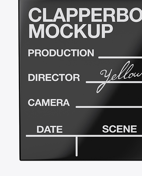 Download Glossy Clapperboard Mockup Front View In Object Mockups On Yellow Images Object Mockups PSD Mockup Templates