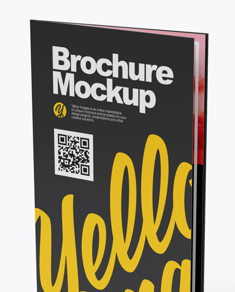 4xDL Brochure Mockup - High-Angle Shot on Yellow Images Object Mockups