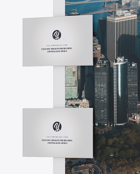 2 Textured Pieces And 2 Business Cards Mockup   Half Side View PSD #2