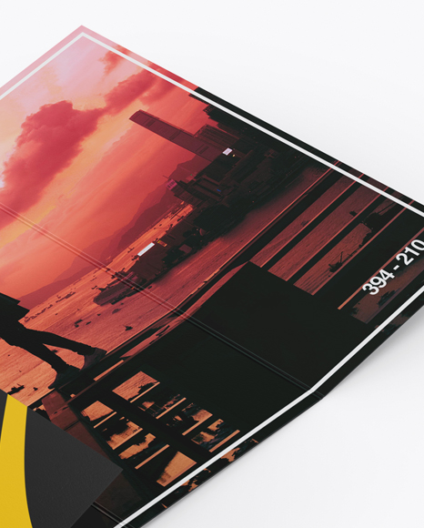 4xDL Brochure Mockup - Half Side View (High-Angle Shot) - download high