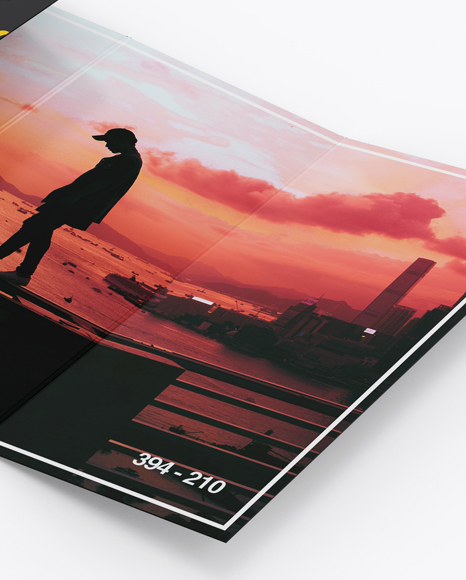 4xdl Brochure Mockup Half Side View High Angle Shot In Stationery Mockups On Yellow Images Object Mockups