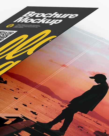 4xdl Brochure Mockup Half Side View High Angle Shot In Stationery Mockups On Yellow Images Object Mockups