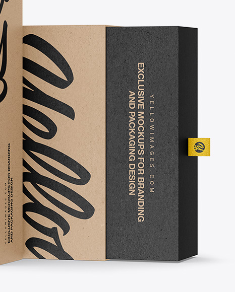 Download Two Kraft Boxes Mockup W Label Half Side View In Box Mockups On Yellow Images Object Mockups PSD Mockup Templates