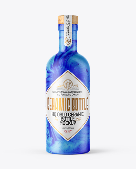 Ceramic Bottle with Wooden Cap Mockup PSD #1