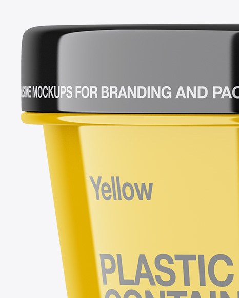 Download Glossy Container Mockup Front View In Pot Tub Mockups On Yellow Images Object Mockups PSD Mockup Templates