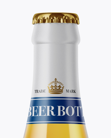 Clear Glass Lager Beer Bottle Mockup PSD #2