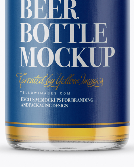 Clear Glass Lager Beer Bottle Mockup PSD #1