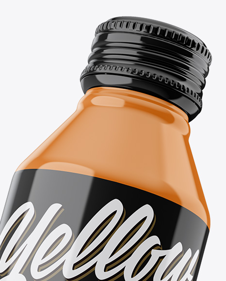 Slanted Glossy Drink Bottle Mockup on Yellow Images Object Mockups