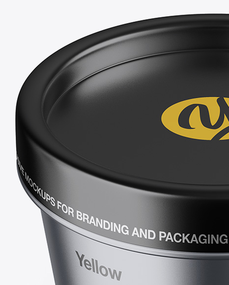 Matte Metallic Container Mockup   Front View (High Angle Shot) PSD #2