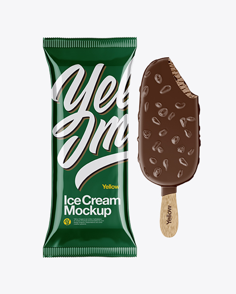 Download Ice Cream Bar with Nuts Mockup in Flow-Pack Mockups on ...