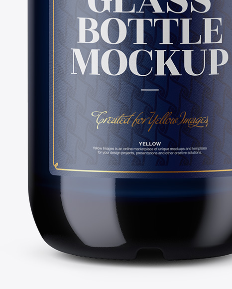 Blue Glass Bottle Mockup PSD #1