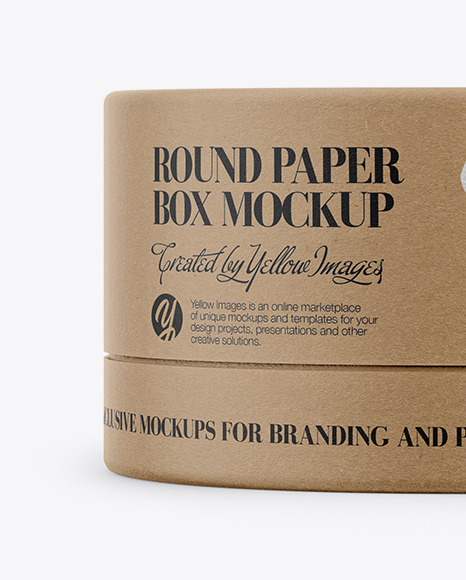 Download Kraft Paper Round Box Mockup Front View In Box Mockups On Yellow Images Object Mockups PSD Mockup Templates