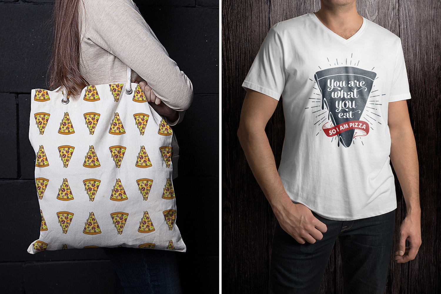 Download 6 Hand Drawn Pizza Slice Badges In Logo Templates On Yellow Images Creative Store