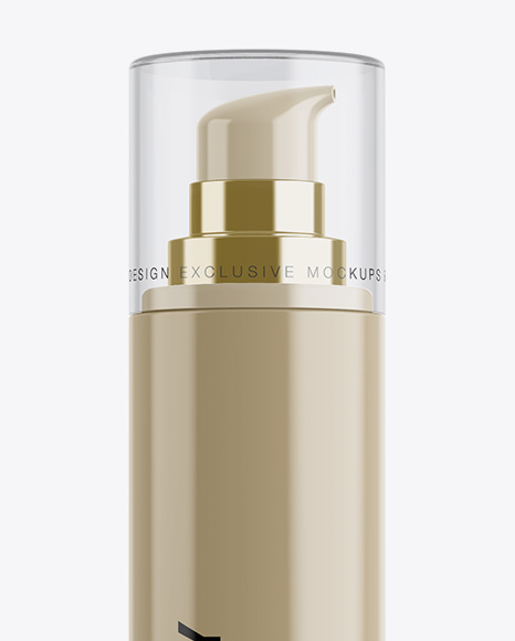 Glossy Bottle With Pump Mockup PSD #6