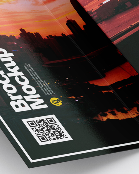 4xdl Brochure Mockup Half Side View High Angle Shot In Stationery Mockups On Yellow Images Object Mockups
