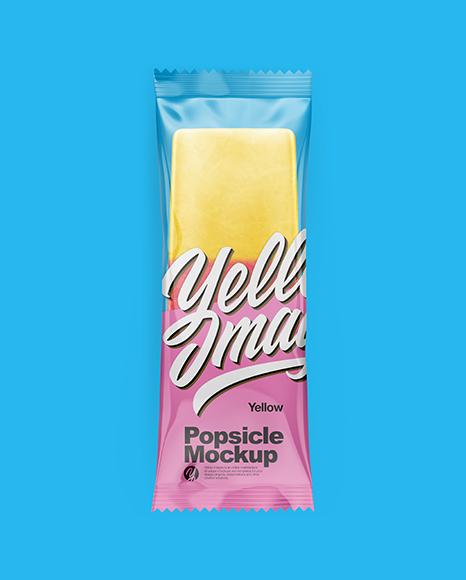 Download Ice Pop Mockup - Front View in Flow-Pack Mockups on Yellow Images Object Mockups