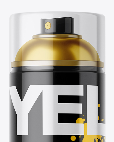 Glossy Spray Can With Transparent Cap Mockup PSD #1
