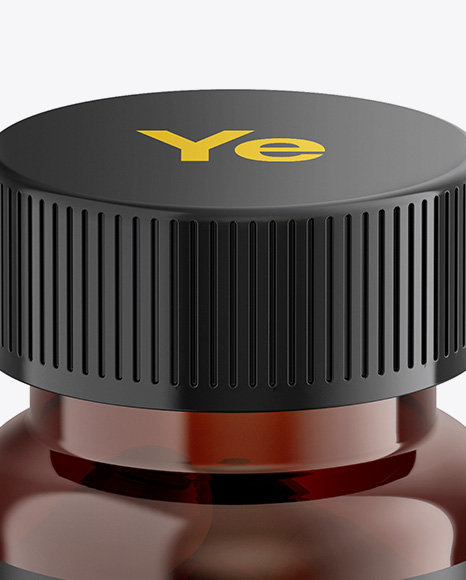 Amber Pills Bottle Mockup   Front View (High Angle Shot) PSD #2