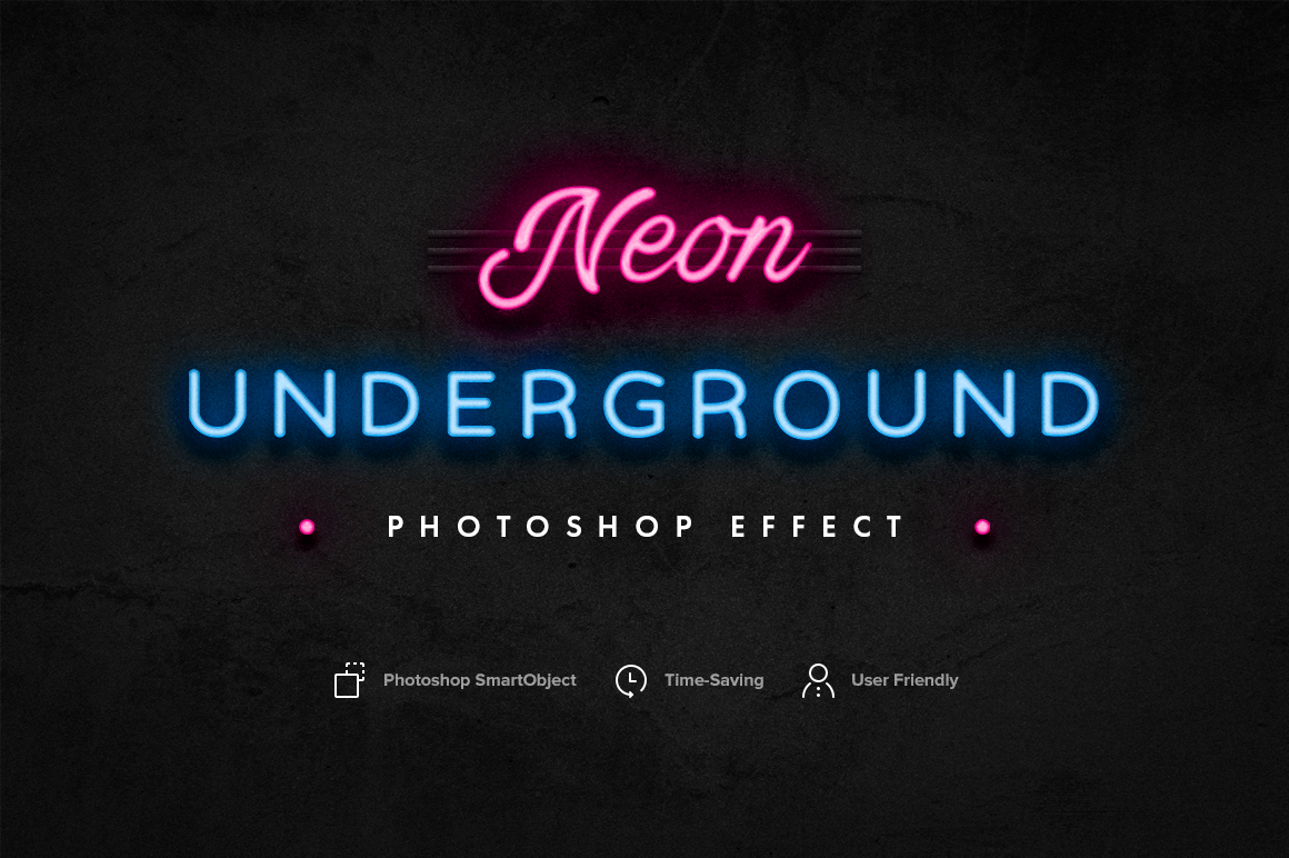 Download Neon Underground Photoshop Effect In Add Ons On Yellow Images Creative Store PSD Mockup Templates