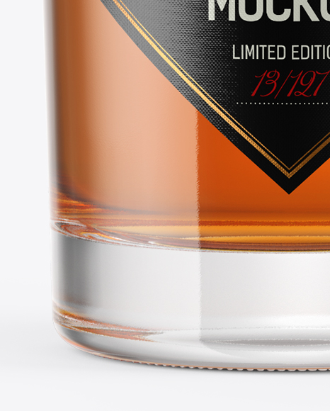 Whiskey Bottle with Wooden Cap Mockup PSD #2