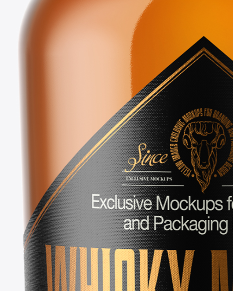 Whiskey Bottle with Wooden Cap Mockup PSD #1