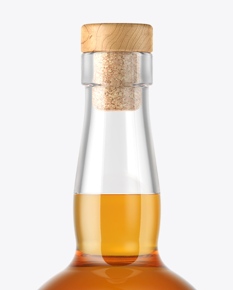 Whiskey Bottle with Wooden Cap Mockup PSD #7