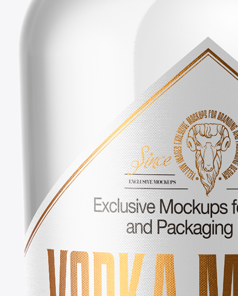 Vodka Bottle with Wooden Cap Mockup PSD #1