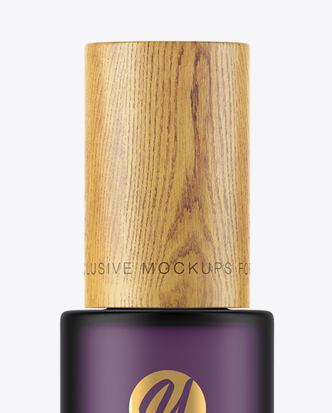 Download Amber Glass Bottle With Wooden Cap Psd Mockup Yellowimages