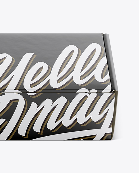 Glossy Paper Box Mockup   Front View (High Angle Shot) PSD #1