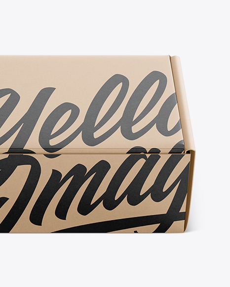 Kraft Paper Box Mockup   Front View (High Angle Shot) PSD #1