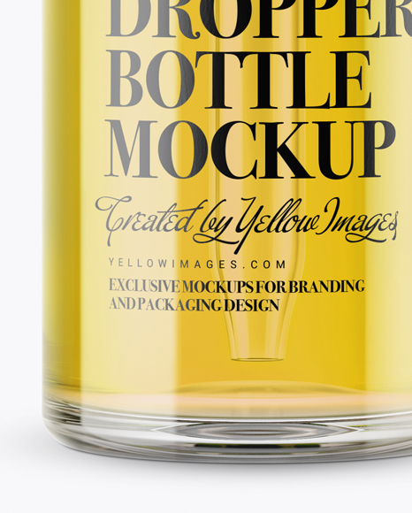 Clear Glass Dropper Bottle With Metal Cap Mockup