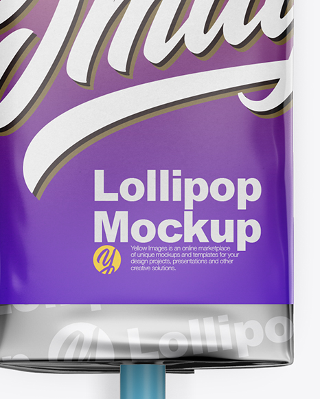 Lollipop in Foil Pack w/ Paper Label Mockup - Front View