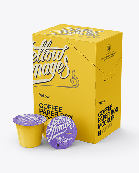 Download Coffee Box And Two K Cups Mockup In Box Mockups On Yellow Images Object Mockups Yellowimages Mockups