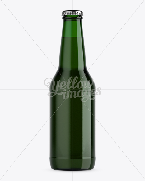 330ml Green Glass Bottle Mockup on Yellow Images Object Mockups