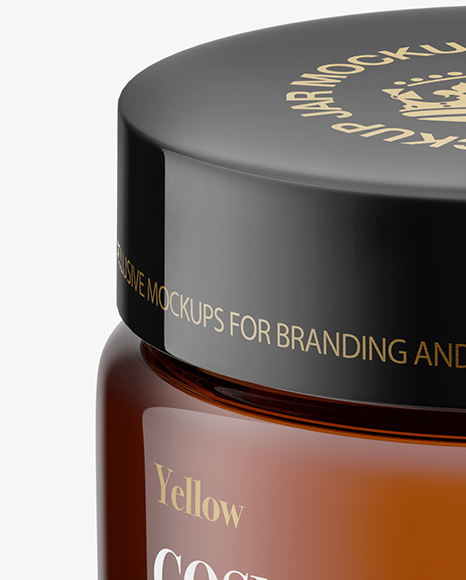 Download Amber Glass Cosmetic Jar Mockup - Front View (High-Angle Shot) in Jar Mockups on Yellow Images ...