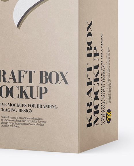 Kraft Box Mockup   Half Side View PSD #4