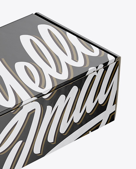 Glossy Paper Box Mockup   Half Side View (High Angle Shot) PSD #1