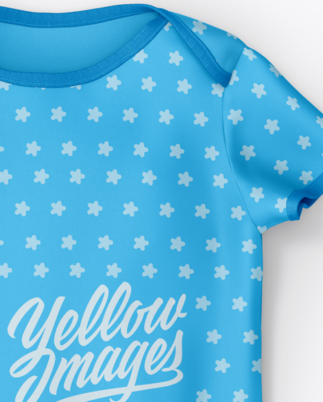 Baby Bodysuit Mockup Top View In Apparel Mockups On Yellow Images Object Mockups