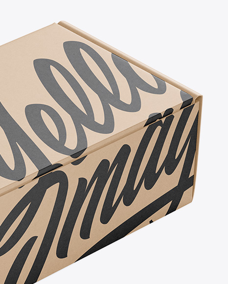 Kraft Paper Box Mockup   Half Side View (High Angle Shot) PSD #1