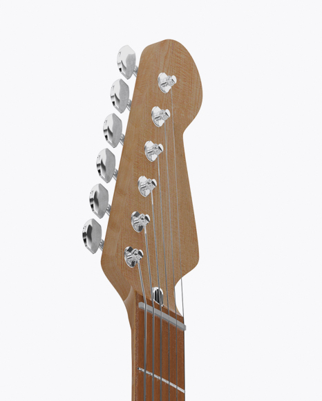 Electric Guitar with Wooden Fingerboard Mockup - Half Side View on