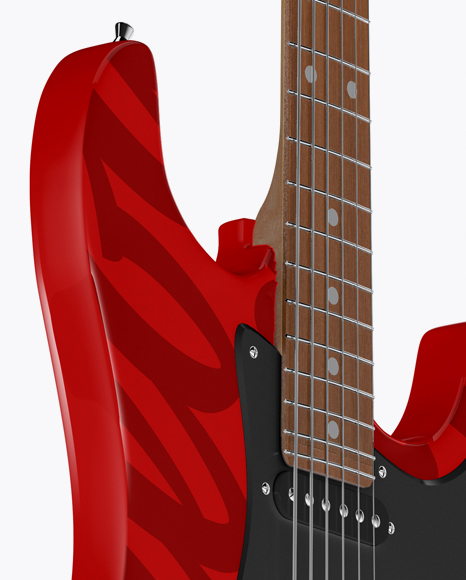 Electric Guitar with Wooden Fingerboard Mockup - Half Side View on